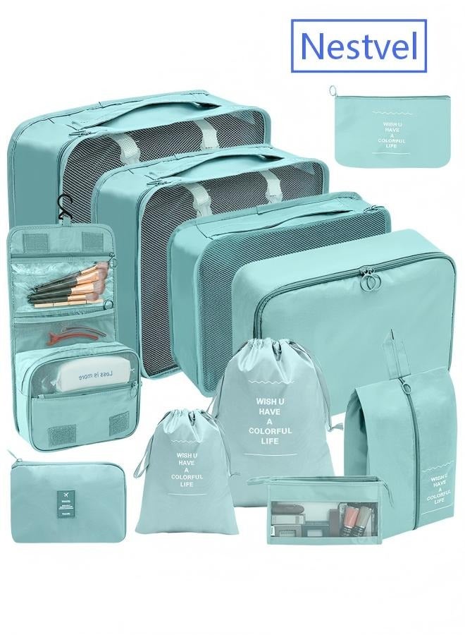 Nestvel 11 Set Packing Cubes for Suitcases, Travel Essentials for Carry on, Luggage Organizer Bags Set for Travel Accessories , Light Blue - Image 1